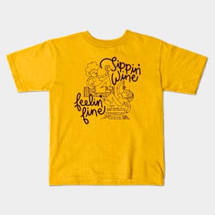 Sippin' Wine Feelin' Fine Kids T-Shirt